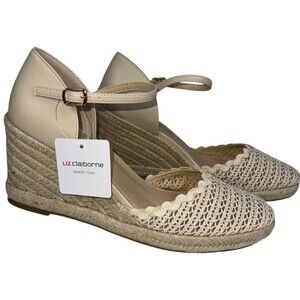 Liz Claiborne Womens Size 11 Sandals Wedge Espadrille Heels Natural Marian New